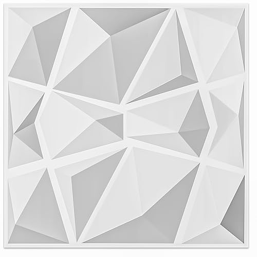 Art3d 12 Pack 3D Diamond Design Wall Panels 19.7"x19.7" PVC Panel for ...