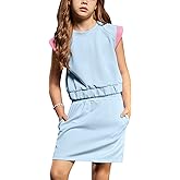 CHILDRENSTAR Girls 2 Pieces Tracksuit Summer Fall Crewneck Crop Tops and Skirts Pocketed Kids Casual Skort Sets