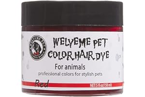 WELYEME Permanent Dog Hair Dye Red, Permanent Pet Hair Dye, Professional Dog Safe Hair Dye, Bright Color for Dogs and Horses