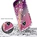 Moto Z2 Play Case with Tempered Glass Screen Protector (Full Coverage) for Girls Women, NageBee Glitter Liquid Bling Floating Waterfall Shockproof Cute Case for Motorola Moto Z2 Play -Pink/Purple