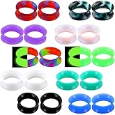OUFER 20PCS Soft Silicone Ear Gauges Marble Pearlized Flesh Tunnels Plugs Stretchers Expander Double Flared Flesh Tunnels Ear Piercing Jewelry