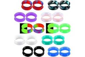 OUFER 20PCS Soft Silicone Ear Gauges Marble Pearlized Flesh Tunnels Plugs Stretchers Expander Double Flared Flesh Tunnels Ear Piercing Jewelry