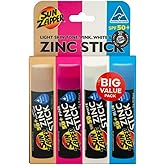 Sun Zapper Zinc Oxide Sunscreen Sticks – SPF 50+ Water Resistant – Beach Pack with 4 Colors (Light Skin Tone, Pink, White, Blue) – Broad Spectrum Sunblock for Face & Body – Made in Australia