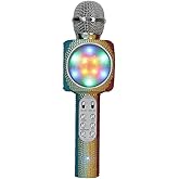 Wireless Express - Sing-Along Bling Bluetooth Karaoke Microphone and Bluetooth Stereo Speaker All-in-One (Rainbow Bling)