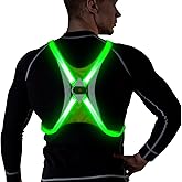 Vizbrite LED Reflective Vest, Light Up Running Vest, Rechargeable Reflective Running Gear for Walking Running Cycling at Night, Adjustable for Men Women