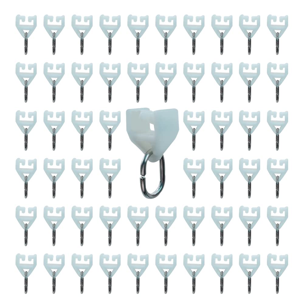 HLIWS Curtain Rail Gliders Runners Sliders-80 pcs Outer Rail Shower Curtain Gliders,Straight Curved Curtains Track Rollers,(white)