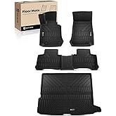 YHTAUTO Floor Mats & Cargo Mat Compatible with Mercedes-Benz GLC300, GLC350e, GLC43 AMG, GLC63 AMG (5 Seats), TPE Floor Liners All-Weather Protection Custom Fit, 1st & 2nd Row & Trunk Mat, Set of 4