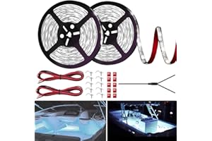 HOKIION LED Boat Strip Lights, 32.8FT Marine Pontoon Led Lights, Waterproof Boats Interior Light, Under Gunnel Light, Boats Deck Lighting, Night Fishing Lighting for Pontoon Bass Fishing Yacht Kayak (White)