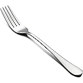 LIANYU Dinner Forks Set of 12, 8 Inches Large Stainless Steel Silver Forks | Metal Silverware Flatware Cutlery Set for Home Kitchen Restaurant Wedding Party, Mirror Finish &amp; Dishwasher Safe