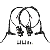 Exceedhub E-Bike Hydraulic Disc Brake Set, 2-PIN 2-Pistons Electric Power-Off Hydraulic Brakes Set, Left Front 950mm Right Rear 1880mm Pre-Bled with Mineral Oil Brakes Kit for eBike, MTB, Scooters