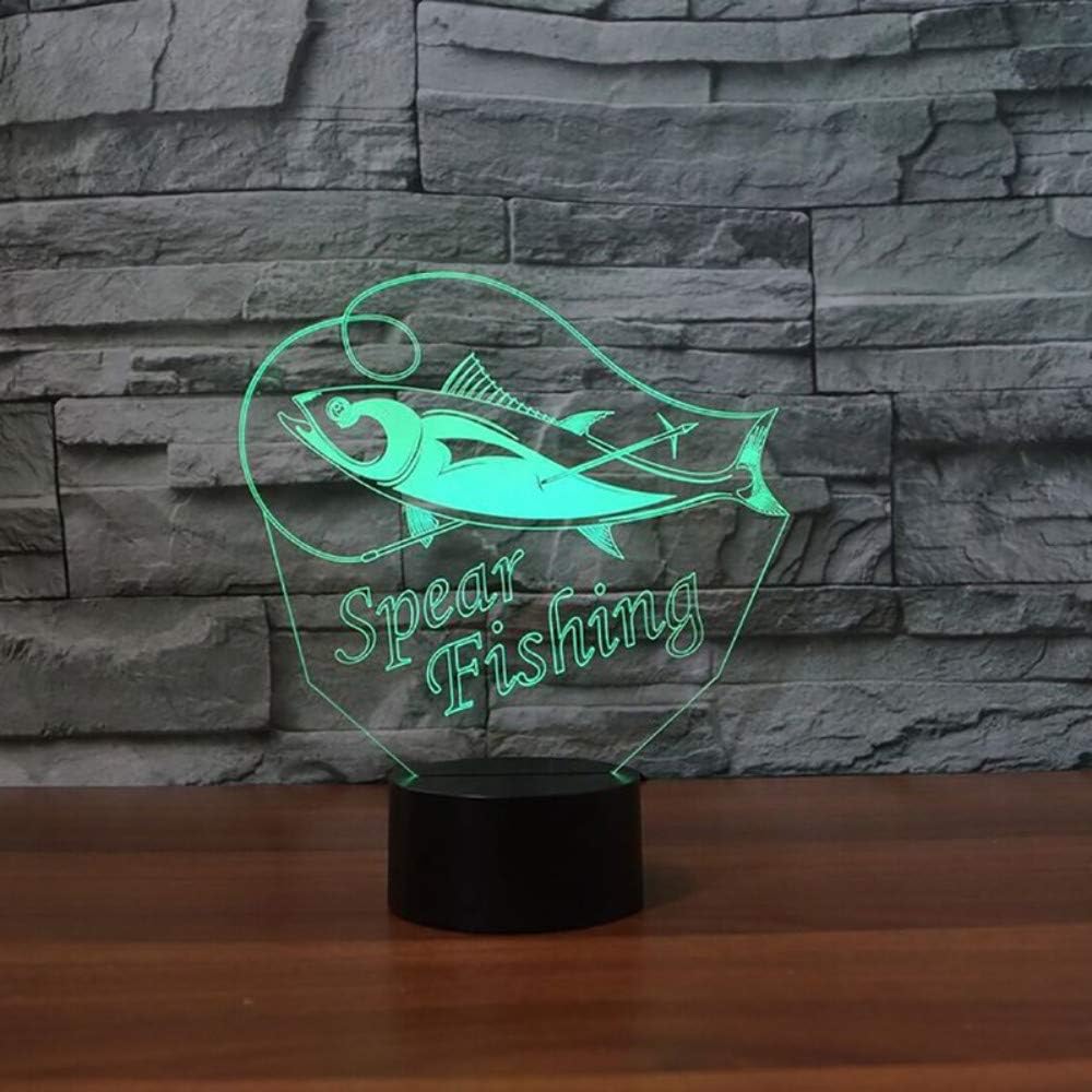 Spear Fishing Table Lamp 3D Led 7 Color Good Looking Christmas Gift Bedroom Study Atmosphere Fish Night Light Sleep Fixture