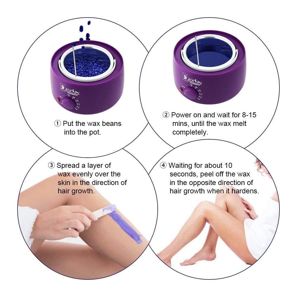 Wax Heater, Hair Removal Waxing Kit, Electric Wax Warmer with 4 Hard