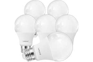 Linkind A19 LED Light Bulbs Dimmable, 60W Equivalent, Energy Efficient 9W, 2700K, 800 Lumens, E26 Standard Base, Lighting for Bedroom Living Room Home Office, 6 Packs