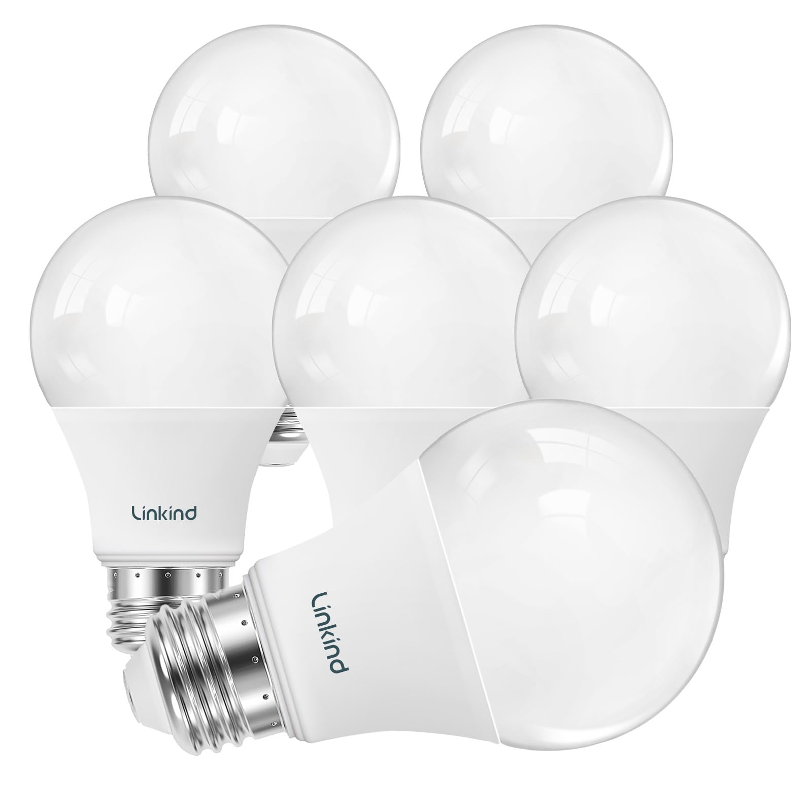 Photo 1 of Linkind A19 LED Light Bulbs Dimmable, 60W Equivalent, Energy Efficient 9W, 2700K, 800 Lumens, E26 Standard Base, Lighting for Bedroom Living Room Home Office, 6 Packs