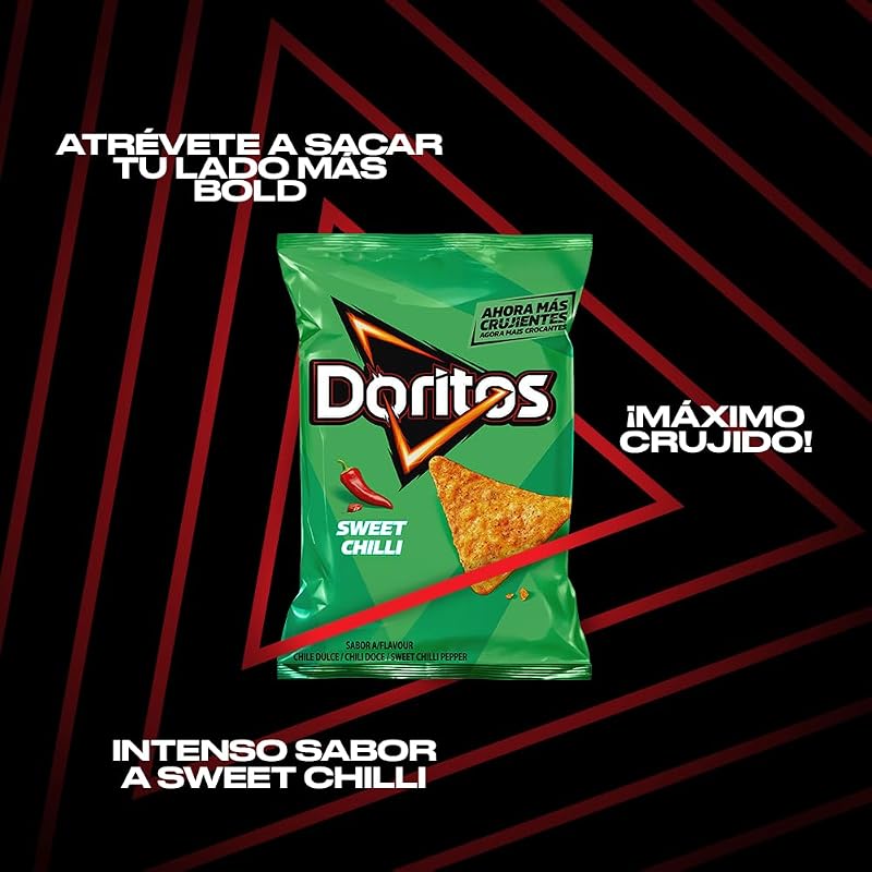 Chilli, Nachos con sabor picante a chilli, Producto de Aperitivo, bolsa individual, 140gr