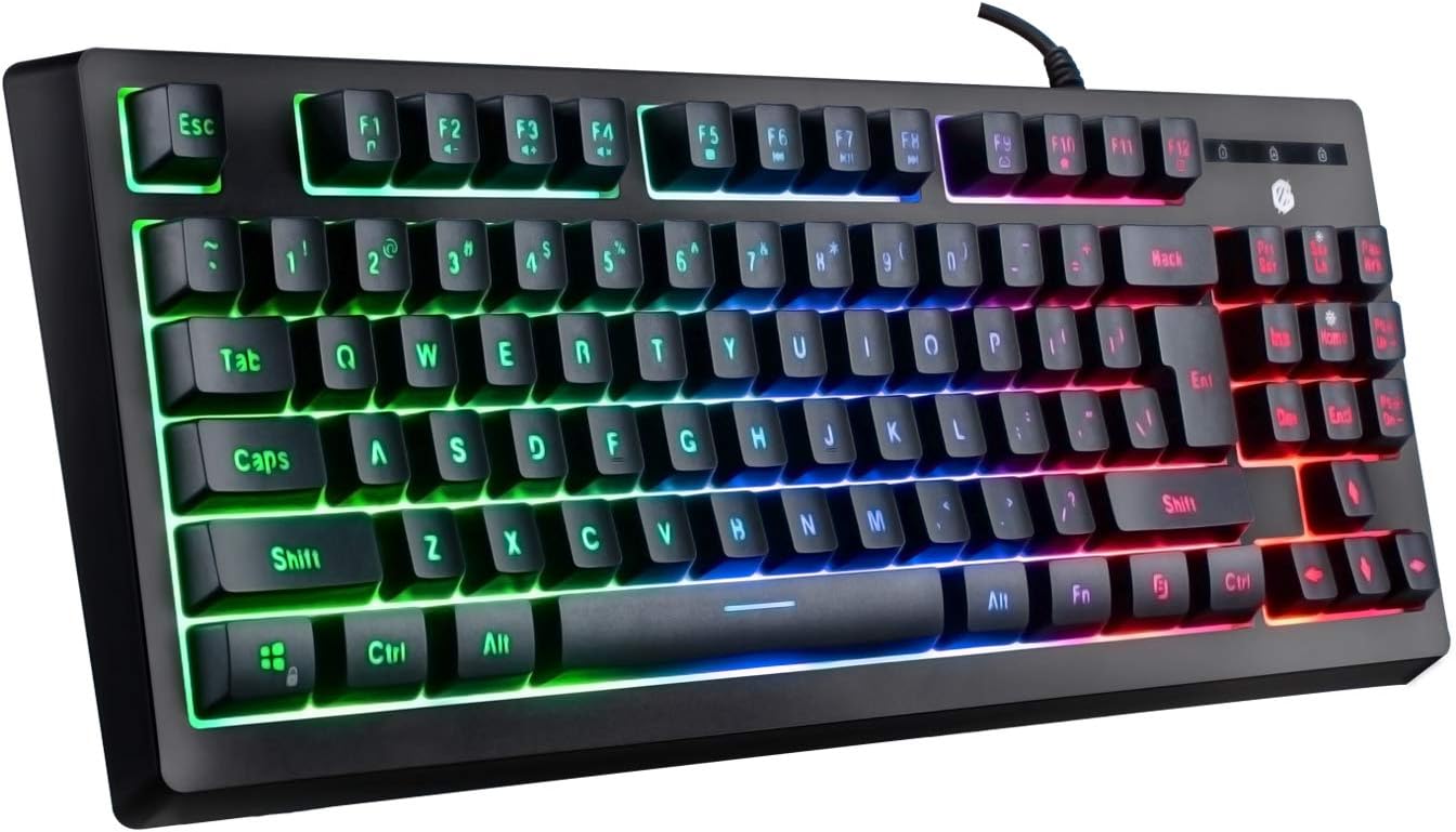 Giixer 87 Key RGB Backlit Illuminated Computer Keyboard Wired Membrane Gaming keyboard 87 Keys Keyboard Compatible PC/Laptop/Desktop/Computer