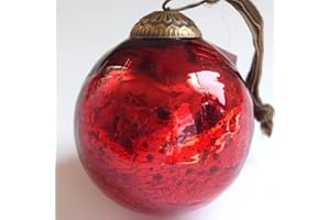 WILLBRITE Set of 4 Red Mercury Glass Ornaments (3.15" Vintage Crackle Ball) Perfect for Christmas Tree, Hanging Holiday Decoration, Gifts & Home Decor
