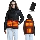 Qsocksy Heated Jacket for Women with 9 Heating Zones & 20000mAh Power Bank - Winter Warm Electric Coat for Outdoor Ski