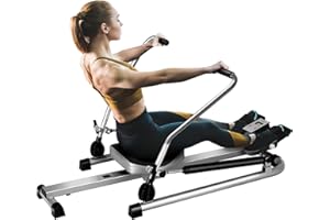 GYMAX Rowing Machines for Home, Hydraulic Rower with LCD Monitor, Adjustable Resistance up to 110LBS & Large Cushioned Seat, 