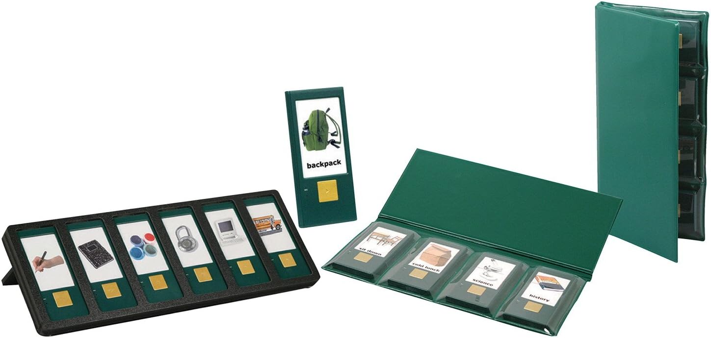 Attainment TalkBook Four Removable Display and Storage Folders, 14-1/4 x 10 x 1-3/4 Inches, Vinyl, Green, Set of 4