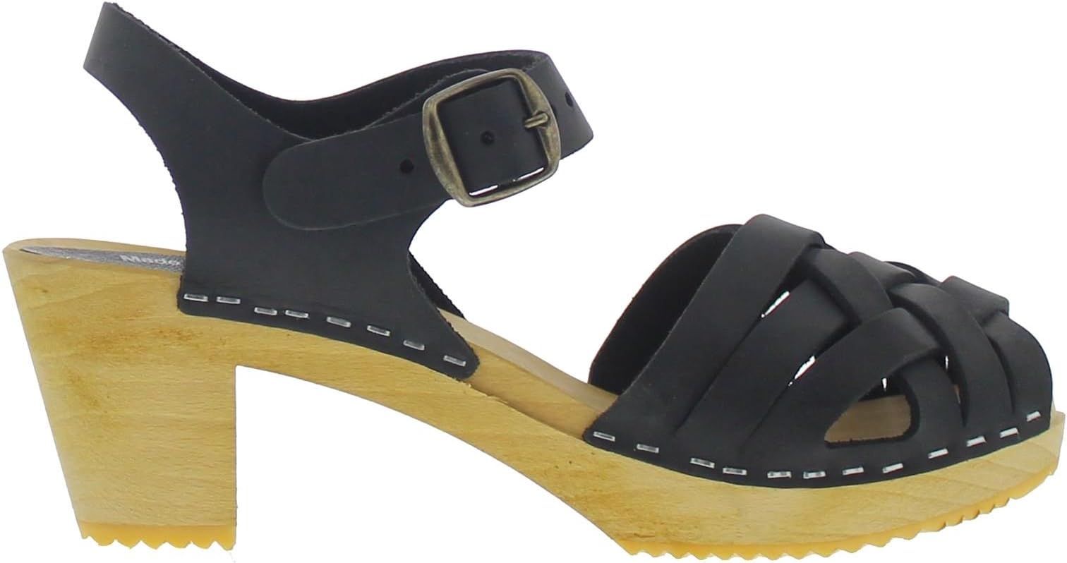 Lotta From Stockholm Swedish Clogs : Moheda Betty High Heel Clog in Black Nubuck Leather 6.5 UK-8.5 US-39 EU