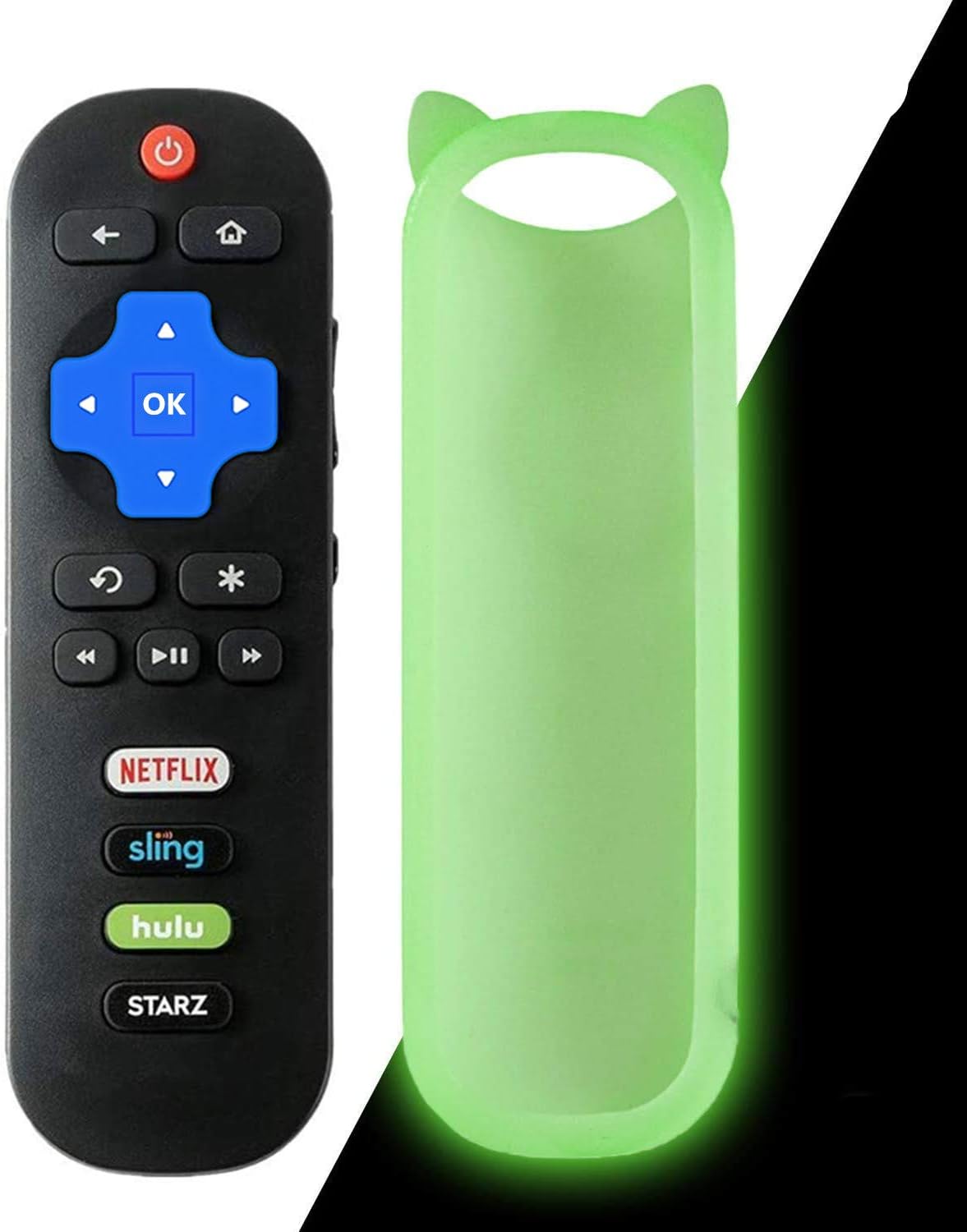 RC280 Remote Control Hulu Starz Key for TCL Roku TV 32S305 49S405 49S403 43S303 65S405 55S405 43S405 55S403 32S301 50FS3800 32S3750 32S3800 32S4610R (Black Remote Cover)