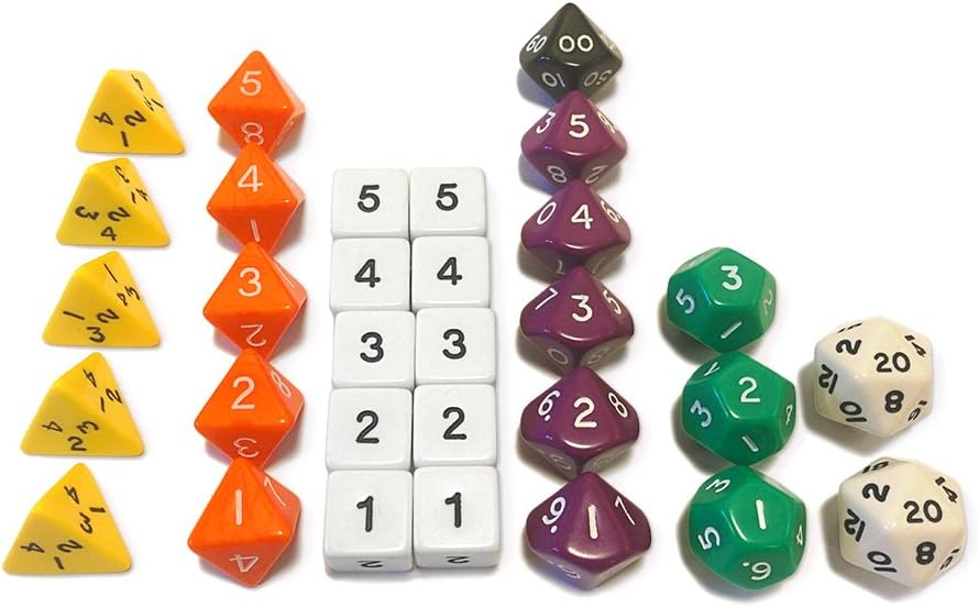 Colour Matched Dice set for D&D and other table top RPGs (DnD 5e PathFinder etc)