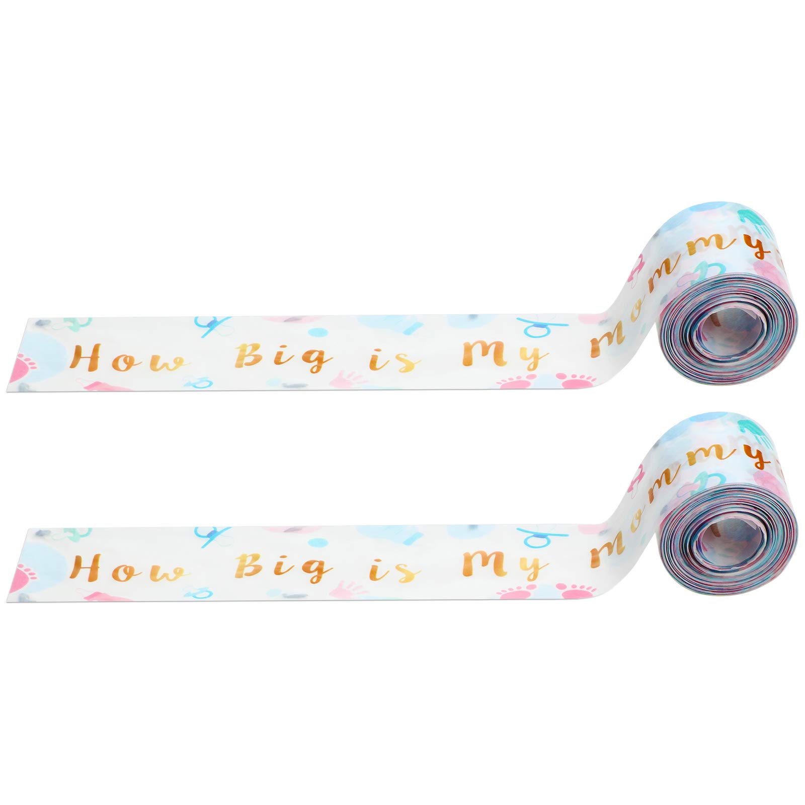 Photo 1 of Sumind 2 Rolls Tummy Measuring Tape Tummy Measure Belly Baby Shower Game Party Favors Measure Tape Game Supplies, 2 Inch x 150 Feet