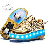 Ehauuo Unisex Roller Shoes Kids Sparkling Wheels Shoes Girls Light up Roller Skates Sneakers Boys Rechargeable Flashing Sneakers for Gift