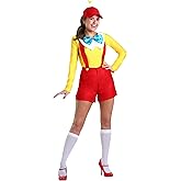 Women's Tweedle Dee/Dum Costume Includes Shirt, Shorts, Suspenders, Bow Tie, Hat