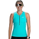 Zoot Women's Core Tri Tank, Performance Triathlon Race Tank Top, UPF 50+ Fabric, Rear Pockets, Mesh Panels, & Cam Lock Zipper