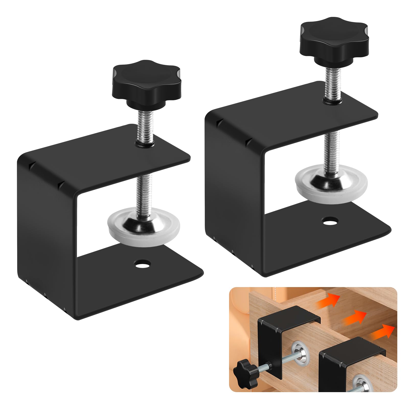 2PCS Tiger Clamp, Universal Heavy Duty C-Clamp Base Stand, Stainless Steel, Black