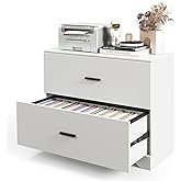Giantex Office File Cabinet 2 Drawer - Lateral Filing Cabinet w/Anti-Toppling Device, Hanging Bars, Home Office Furniture for