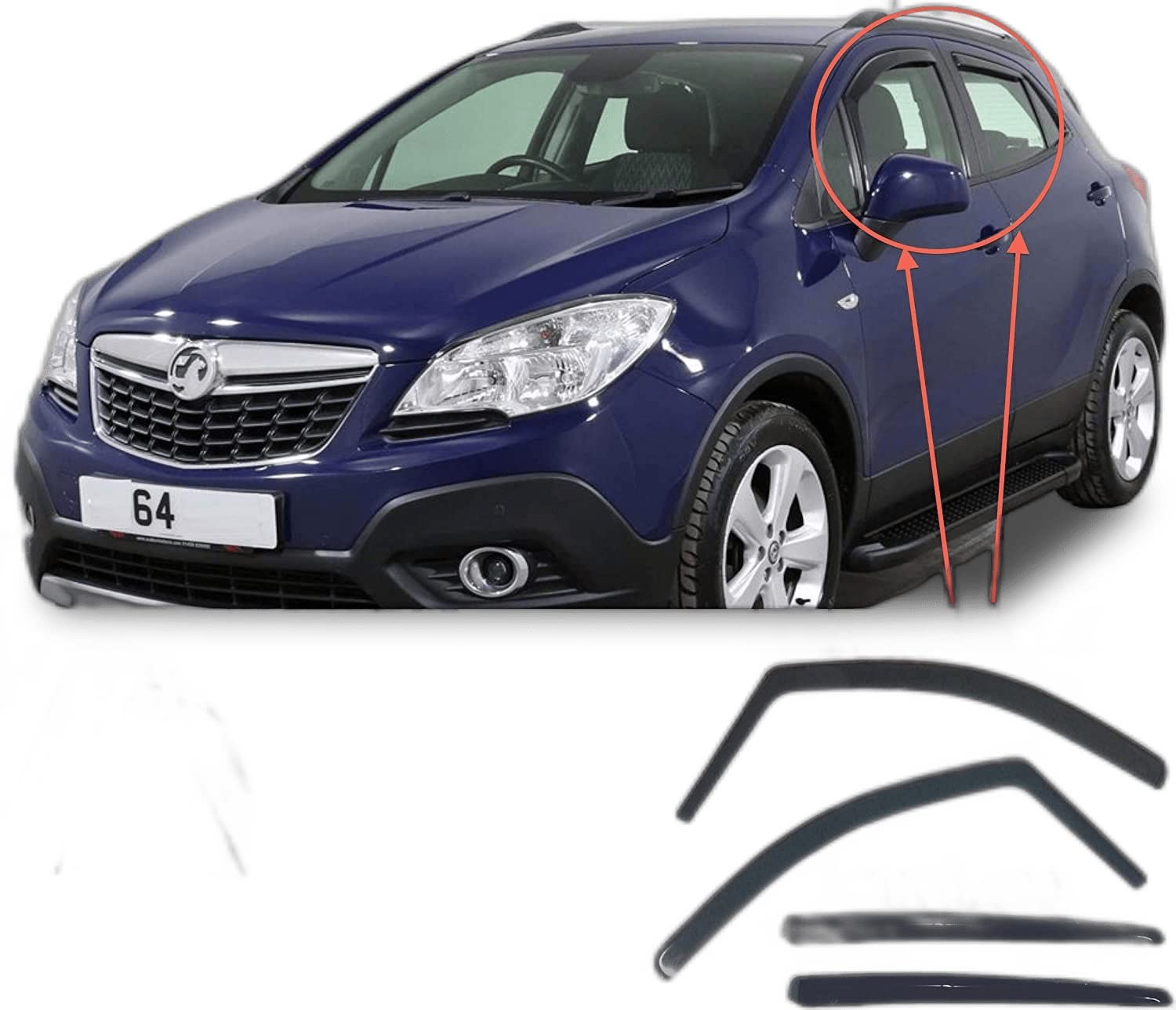 AC WOW 4x Wind Deflectors Rain Guards for Vauxhall MOKKA (Mk1) 2012 2013 2014 2015 2016 2017 2018 2019 2020
