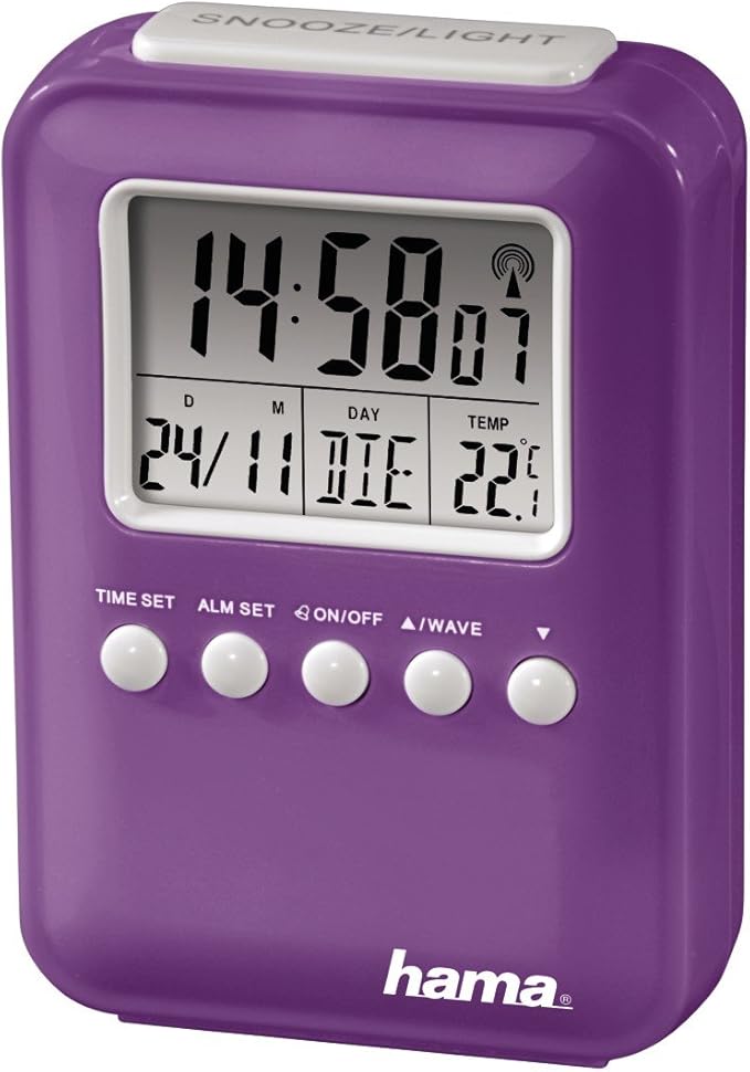 Hama Fashion 00104957 RadioControlled Alarm Clock in Purple Amazon.co
