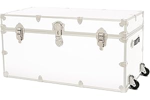Rhino Trunk & Case Classic XXL Home Storage & College Trunk With Wheels - 36”x18”x18”, Seats 1500+ lbs, Soft-Close Lid. USA Made Secure Dorm Furniture, Organization, Steamer Style Blanket Chest