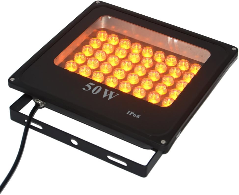 RSN 50W LED Flood Light Yellow Waterproof IP65 Outdoor Wall Lamp Adjustable 30 Degree AC85-265V Power Projector [Energy Class A+]