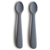 mushie Silicone Baby Feeding Spoons | 2 Pack (Tradewinds)