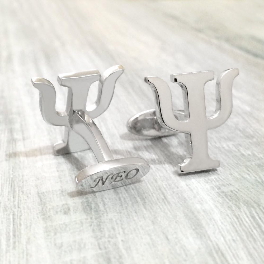 Silver Greek Psi Cufflinks, Personalized Greek Psi Cufflinks, Psi Cufflinks