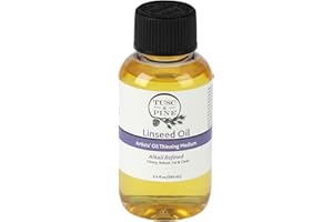 Tusc & Pine Alkali Refined Linseed Oil Paint Medium - 3.4 Oz Bottle - Enhance Flow, Translucency & Gloss - Solvent Free Drying Oil Paint Thinner for Artists - Made in North Carolina