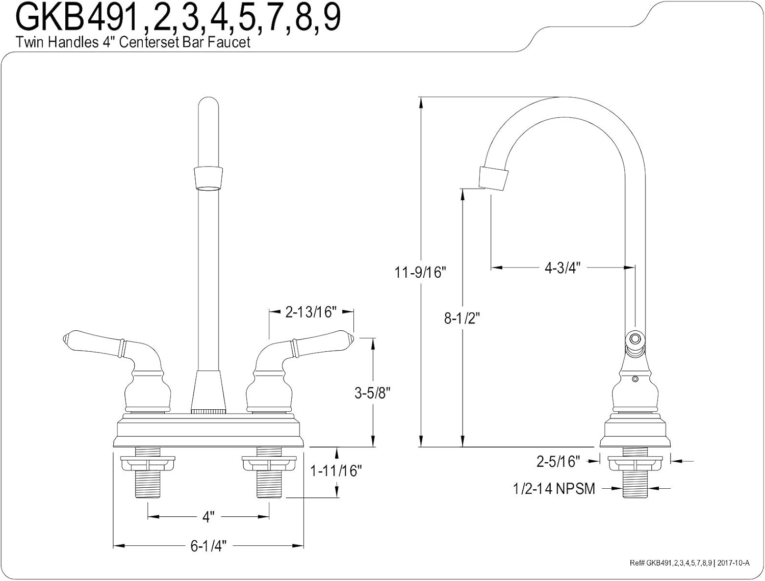 Kingston Brass GKB495 Magellan 4-inch Bar Faucet, Oil Rubbed Bronze - Bar Sink Faucets - 