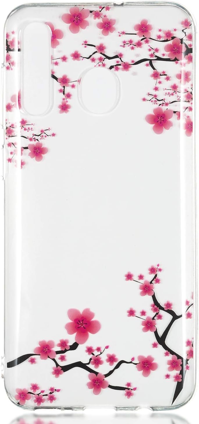 Samsung Galaxy A50 Case, Clear Design Printed Transparent Hard Case with TPU Bumper Protective Back Case Cover for Samsung Galaxy A50 (Plum)