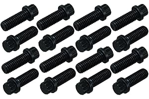 Moroso 38713 Header Bolt Kit, Fits Small Block and Big Block Chevy, 3/8-16 x 1" Long, 12 point, Pack of 16