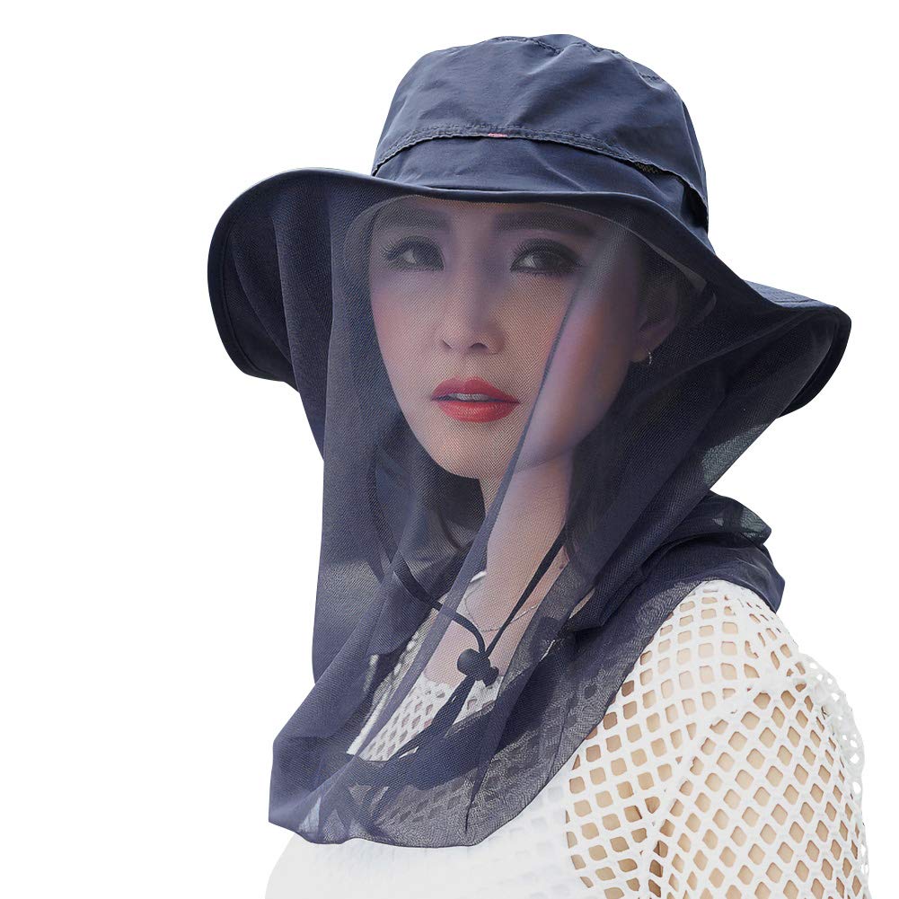 Photo 1 of Mosquito Head Net Hat, Safari Hat Sun Hat with Mesh Protection from Insect Navy Blue