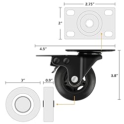 Apllamo 3" Casters Set of 4 ，4 Heavy Duty Quiet