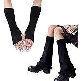 DUOJINSANXI Women’s Striped Leg Warmers & Arm Warmers Set – Knitted Y2K Goth Harajuku Style Accessories for Cosplay
