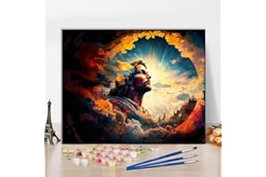 TUMOVO Scenery Paint by Number, Colorful Jesus Paint by Number for Adults, DIY Oil Painting Kit, Abstract Acrylic Painting Kit with Brushes and Pigment for Wall Decor, 16x20 Inch, Frameless