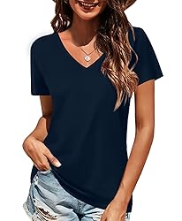 Elesomo Short Sleeve Tops for Women Summer Vneck