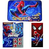 Disney Marvel New Shower Curtain & Hooks & Bath Towel & Memory Foam Mat Set (Spiderman, 15pcs Set)