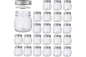 BETROME 10 oz Mason Jars, 24 Pack 300ml Glass Canning Jars with Regular Mouth Lids, Glass Jars Storage Containers for Overnight Oats, Jam, Jelly, Honey, Beans, Spice, Wedding Party Favors, Shower Favors